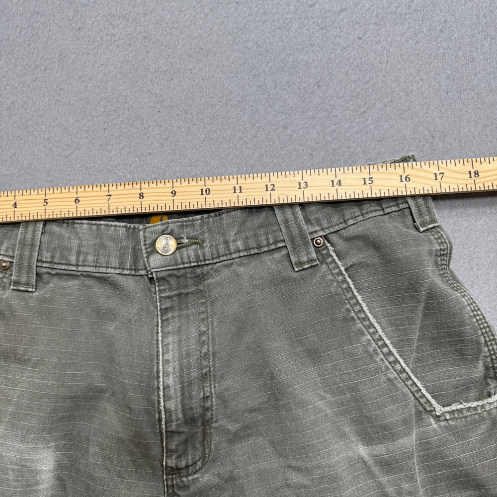Carhartt Cargo Pants Mens 34x31 Olive Green Double Knee Ripstop Workwear Utility - Picture 3 of 12